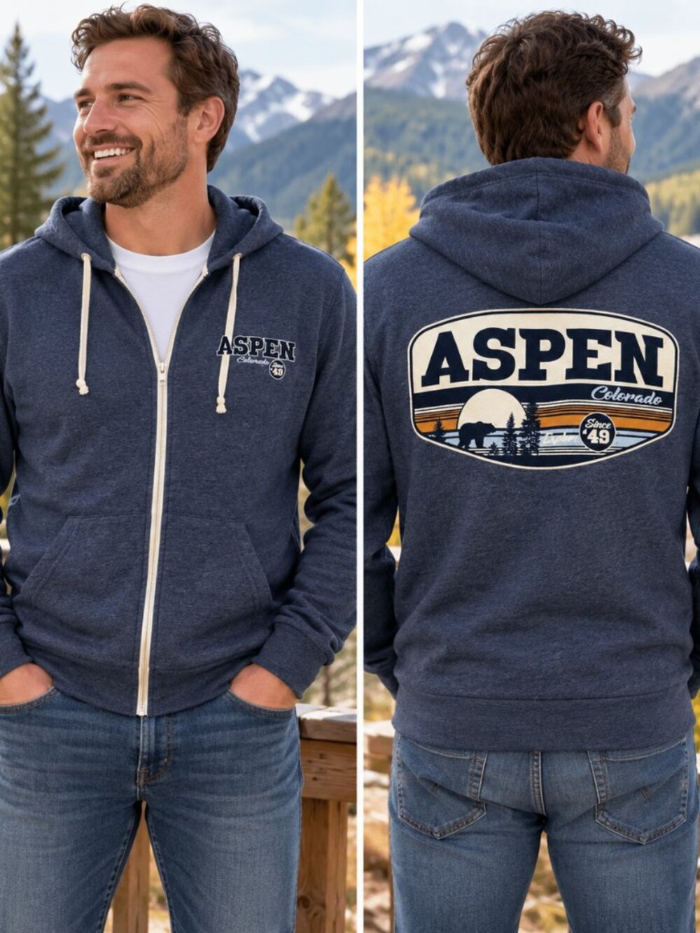 Men’s Aspen Colorado Full-Zip Hoodie – Size Large